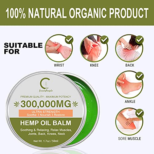 GPGP GreenPeople Natural Hemp Extract Balm - 300,000MG - Hemp Cream is Suitable for Muscles, Back, Ankle, Knees - 1.7oz - Image 3