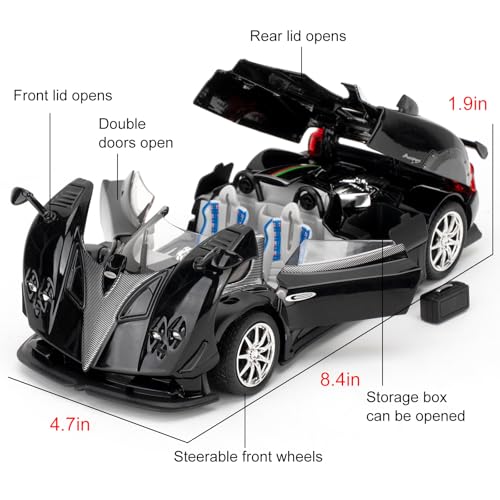 Modelo de Carro a Escala 1:24 Pagani Zonta Negro miniatura 3
