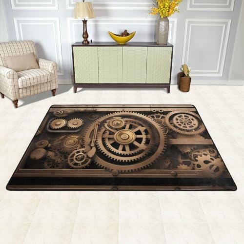 Tapis de sol flanelle velours fin imprimé engrenage doré