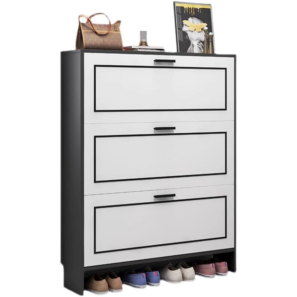 LMYSXAOZ Slim Shoe Storage Cabinet with 3 Doors, Narrow Rack & Large Top Storage, Freestanding Footwear Organizer for Entryway, Hallway Living Room