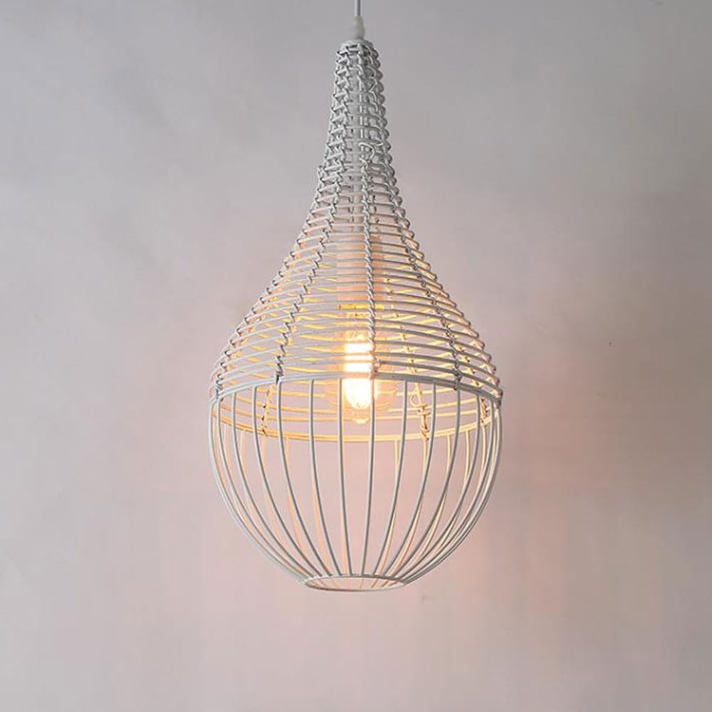 GeRRiT Portalámparas E26/E27 Lámpara de ratán Estilo Vintage Lámpara Colgante Trenzada a Mano Longitud del Cable de luz Lámpara de ratán Ajustable Adecuado para Pasillo, lámpara de Estudio