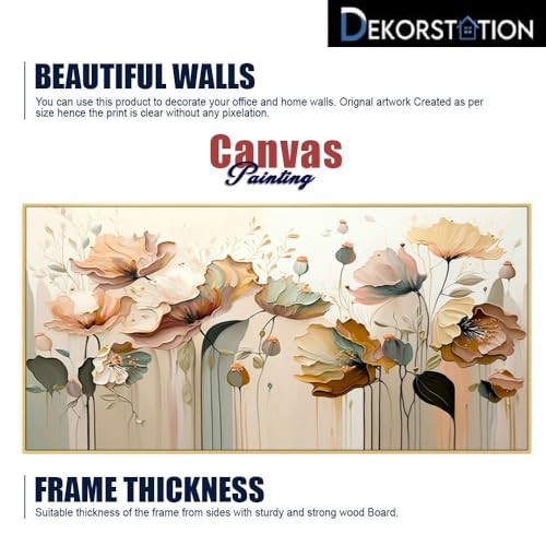 Image of DEKORSTATION Blossom Abstract Flower Aesthetic Canvas Wall Painting | Painting for Wall Decoration | Canvas Paintings for Living Room | Flower Paintings with Frame | Size: 24x48 Inch (FF 754DS)