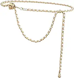 Cinto de corrente de cintura elegante e moderno para usar com jeans, vestidos, roupas de festa e noivas.