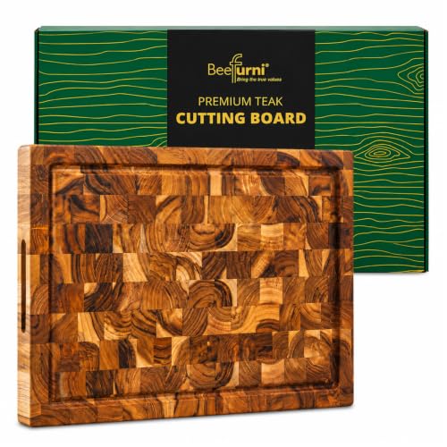 Tabla de cortar rectangular de madera de teca 18x14x1.5 pulg