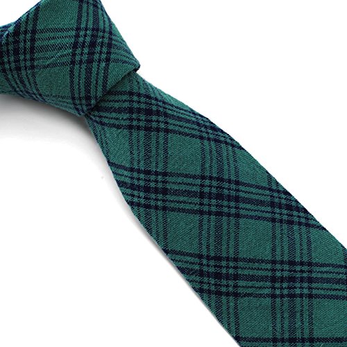 Image of Cotton Skinny Ties for Men, Plaid and Striped Slim Neckties
