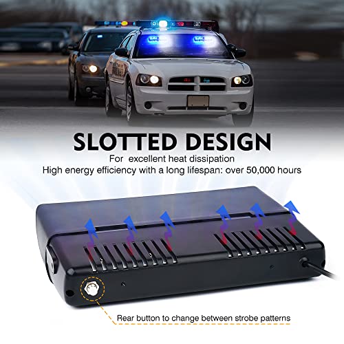 Xprite Blue & White LED Visor Strobe Flashing Light – Sunshield Hazard Warning Light For Police, Firefighter, Volunteer, Emergency Vehicles