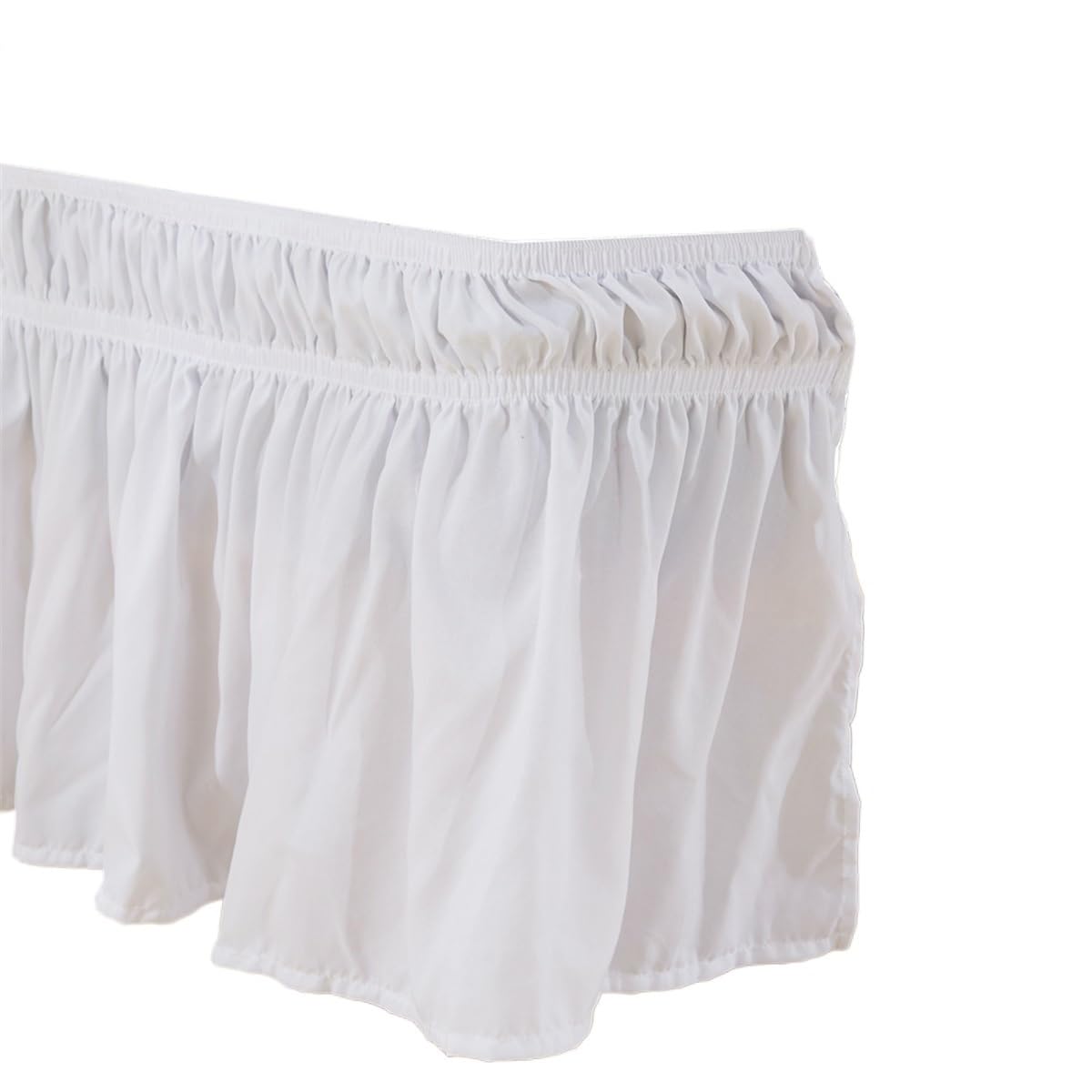 UDHSNJZG Bed Skirt Bed Skirt Wrap Around Elastic Skirts Ruffles Dust Ruffled Pastoral Solid Color Twin/Full/Queen/King 15 Inch(White,198 * 203+38cm)