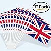 British Union Jack Stick Flag, ANLEY Great Britain 5x8 inch (12 X 20cm) HandHeld Mini Flag With 12" (30cm) White Solid Pole - Vivid Color and Fade Resistant - UK 5 x 8 inch Hand Held Flags With Spear #5