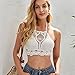 XEGZLH Women Beach Crochet Floral Bra Knit Mesh Crop Top Hook and Loop Suspenders
