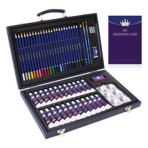 LUCKY CROWN Professional Art Set,56 Piece Art Set in Portable Wooden