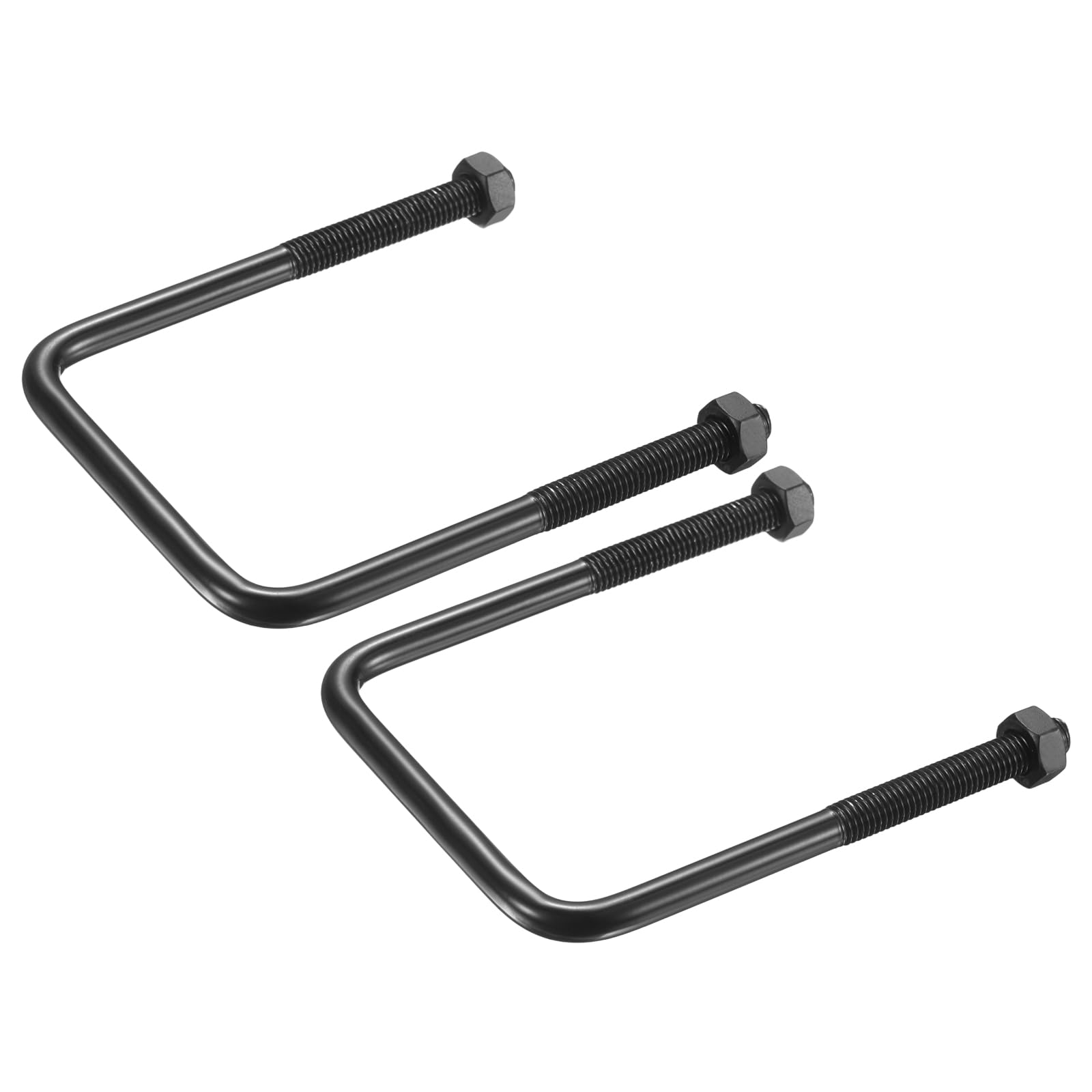 sourcing map 2 Sets M8 Square U-Bolts, 70mm (2.76") Inner Width 110mm (4.33") Length 304 Stainless Steel U-Clamp Bolt Electroplated with Nuts for Automobile, Trailer, Boat Trail, Black