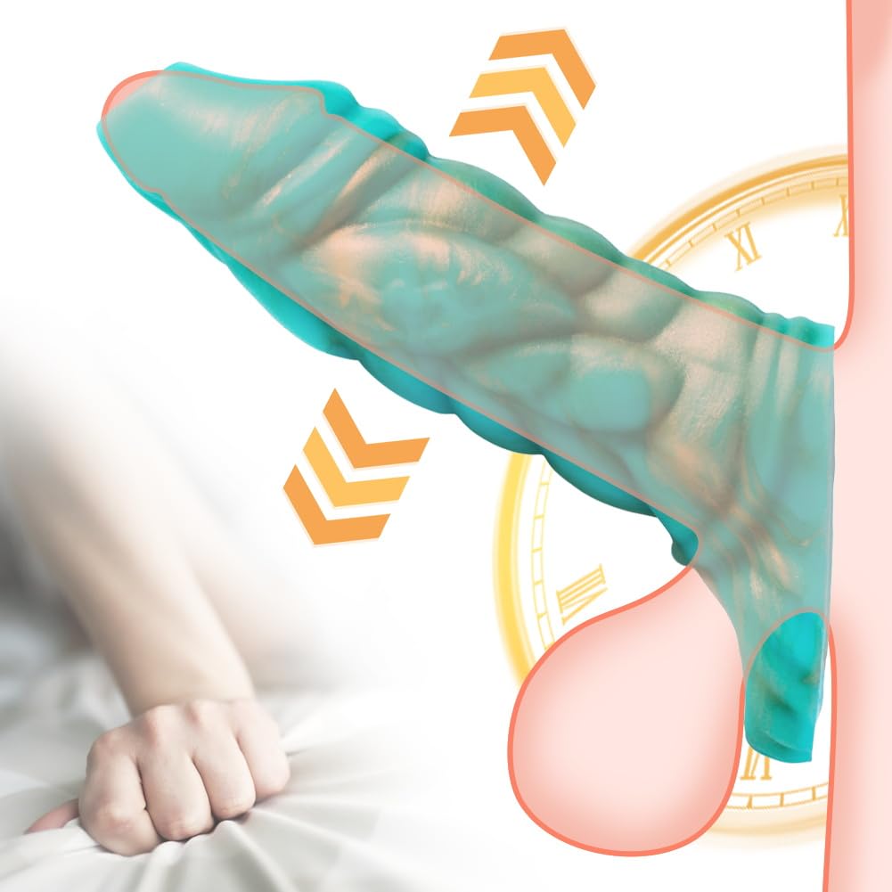 SXOVO Guaina Fallica Muscoloso, Guaina Pene Aperta con Anello Testicolare, Prolunga Pene Indossabile e Riutilizzabile, Ritardante Eiaculazione Precoce, Toys Sessuali per Uomini per Piacere Coppia (A)