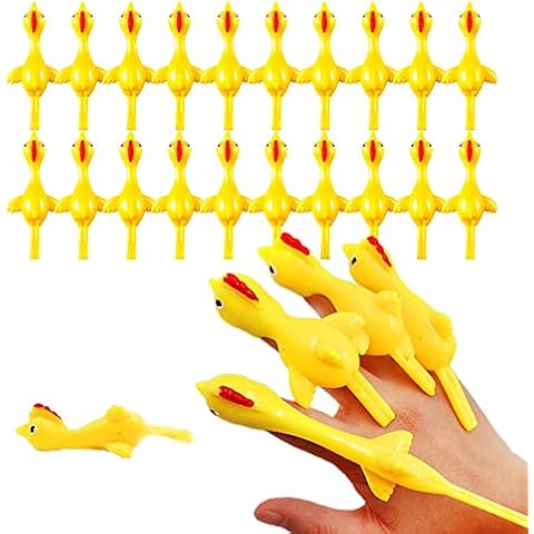 SIMEIQI 20/50 Pack Slingshot Flying Chicken Fidget Toys Flingers Stretchy Shoot off Turkey Novelty Assorted Toy Stress Reliever Kids Adult Toys (20PCS) Cover