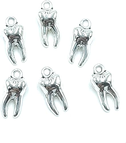 Miniatura 1 de 30 dijes de aleación con dije de diente, fabricación de joyas para collares, pulseras, manualidades, suministros de fabricación de 0.591 x 0.276 in