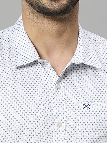 Image of HammerSmith Men's Printed Slim Fit Cotton Formal Shirt with Spread Collar and Long Sleeves