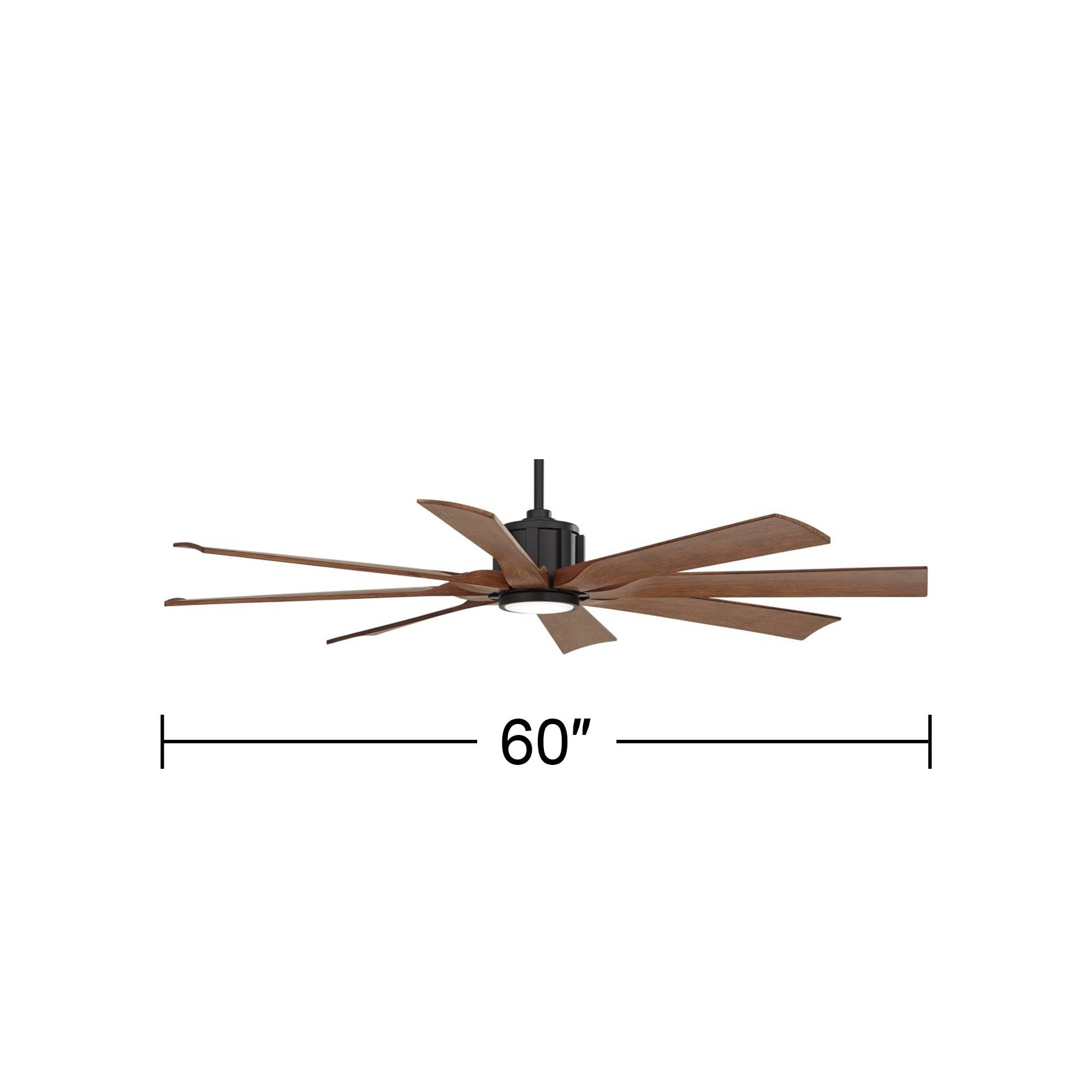 Possini Euro Design 60\" Defender Modern Large Indoor Outdoor Ceiling Fan With Led Light Remote Control Matte Black Damp Rated For Patio Exterior House