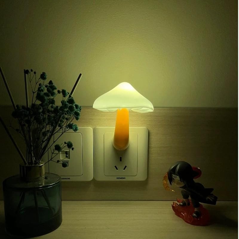Night Lights Plug into Wall - Sensor LED Mushroom Light Cute Energy Saving Mushroom Lamp for Adults Kids Living Room Bedroom Kitchen Bathroom Toilet Stairs Hallway Corridor Gift Ideal Warm White