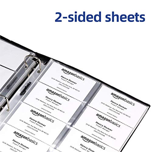 Image of Amazon Basics Plastic Business Card Organizer Sleeves for 3-Ring Binder, Transparent Card Holder, 8.5 x 11 inches, 25-Pack