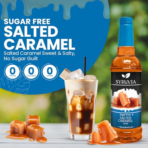 Syruvia Sugar-Free Salted Caramel & Sugar-Free Swiss Chocolate Coffee Syrup - 25.4 fl oz Premium Coffee Flavoring Syrup. 0 Calories, Kosher, and Gluten-Free. Ideal for Drinks, Desserts, and More. - image 4