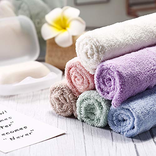 12 Pieces Face Wash Cloth Makeup Remover Cloths Coral Velvet Facial Washcloths Soft Fast Drying Facial Cleansing Cloth For Face, 12 X 12 Inch (Beige, Blue, Purple, Brown, Green, Pink) #TOP1