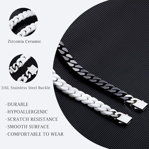 Cuban Link Bracelet for Men,12mm Ceramic Cuban Bracelet,White Bracelet for Men,Jewelry Gifts for Him2