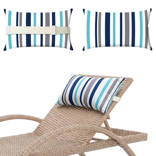 Heavyoff Chaise Lounge Head Pillow Oudoor Patio Pillow with Elastic Strap