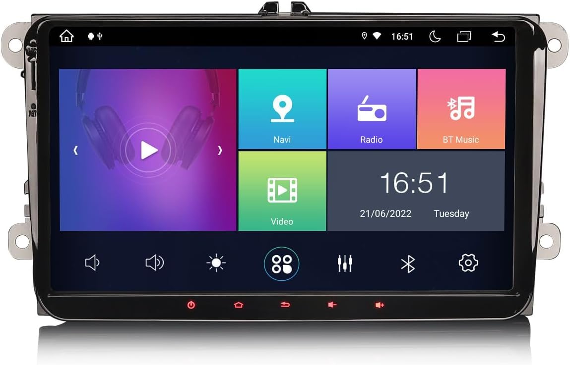 Erisin 8-Core 9 Pollici Android 14 Autoradio per VW Passat Golf 5/6 Touran Skoda Seat Tiguan Jetta T5 Supporta GPS Navigatore CarPlay Android Auto DSP SWC DAB+ Bluetooth WiFi USB OBD2 ADP2 4GB+64GB
