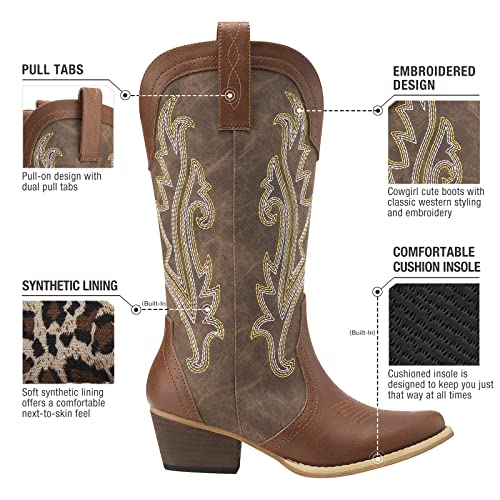 image for HISEA Rollda Cowboy Boots for Women, Cowgirl Boots, Comfortable Wester