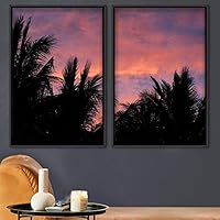 2 Piece Framed Canvas Wall Art Palm Tree Canvas Prints Home Artwork Decoration for Living Room,Bedroom - 16