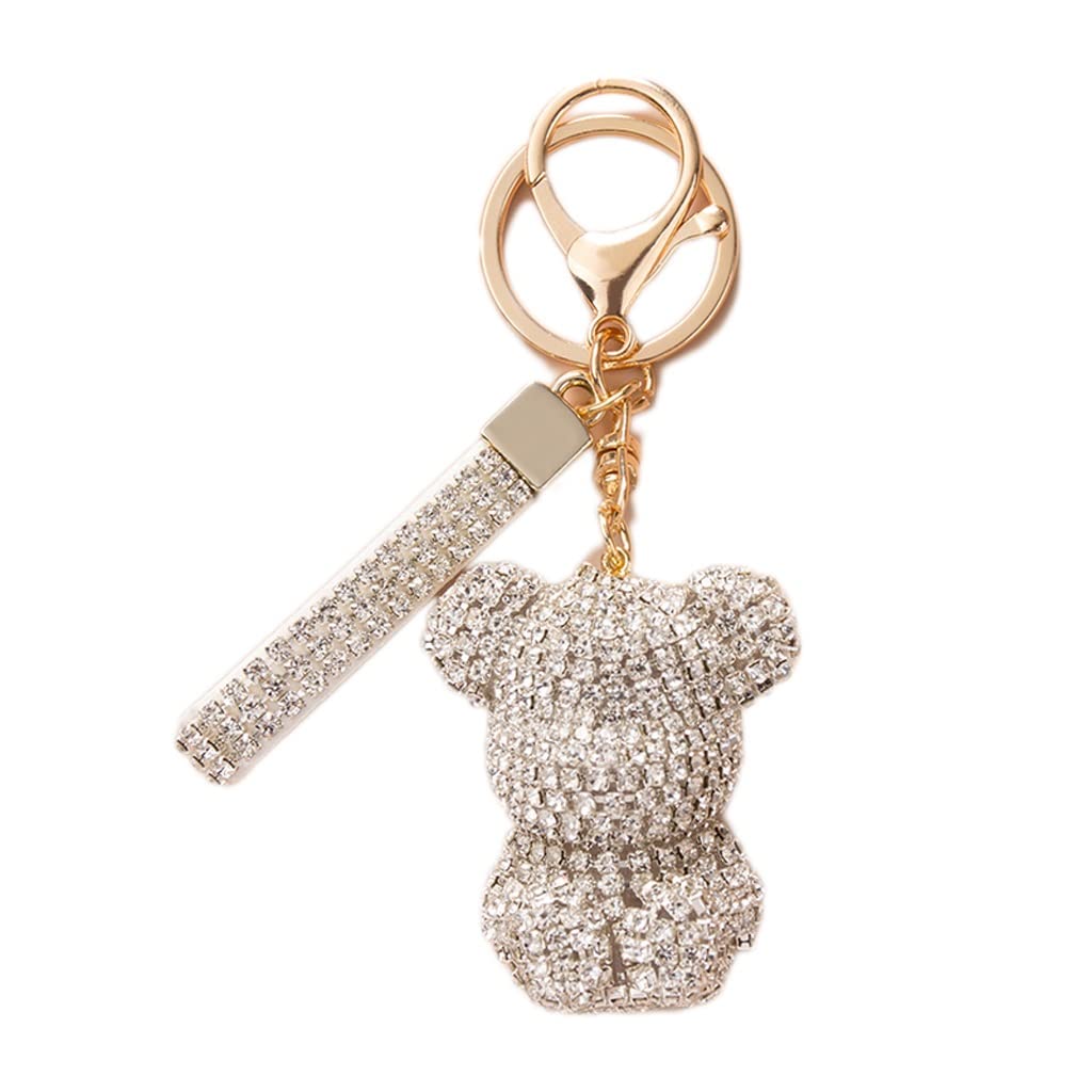 Llavero de oso con diamantes RJJ colgante exclusivo con acabado brillante para bolso