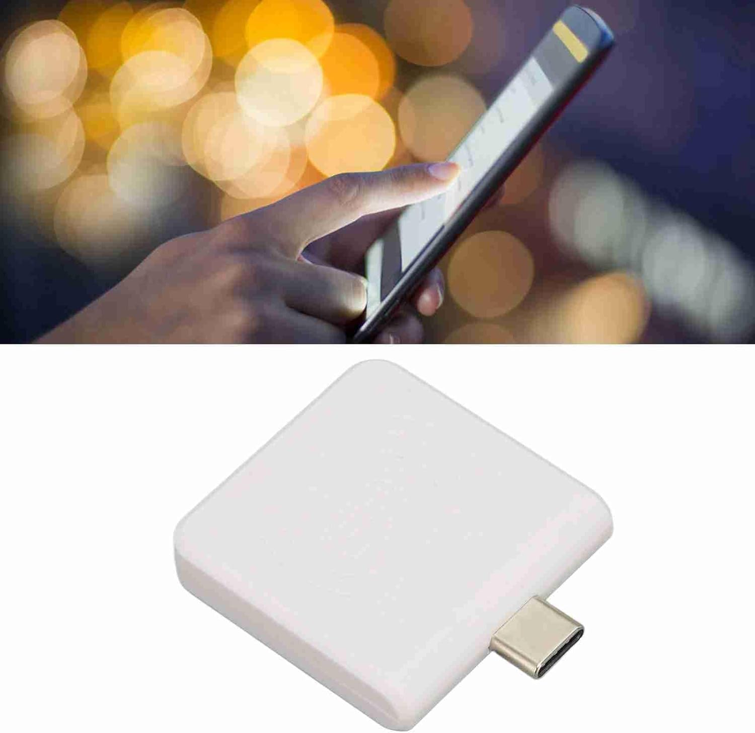 Square Card Reader, Credit Card Reader Type C Interface ID Mobile Phone Card Reader 125Khz Portable Smart Card Reader for Mobile Payment and Access Control(White)