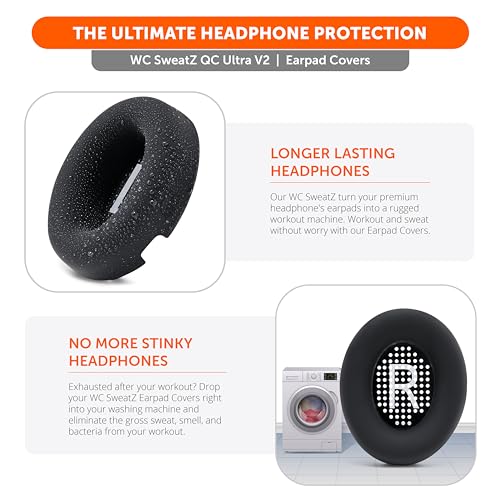Image of WC SweatZ QC Ultra - Patented Protective Earpad Covers Compatible with Bose QuietComfort Ultra Gen 1 & Gen 2 by Wicked Cushions | Sweatproof & Washable | Black
