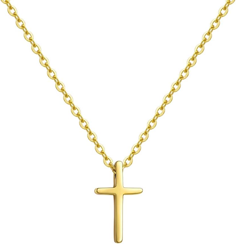 Starain Rose Gold Cross Necklace for Women Stainless Steel Tiny Cross Pendant Chain Adjustable