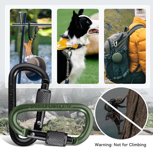 Carabiner Clip, Key Hooks for Keychain Aluminum D Ring Shape Carabiner, Key Chain Clip Hook, Keychain Clip, Multipurpose for Camping, Hiking, Backpacking or Other Outdoor Activities, 8PCS