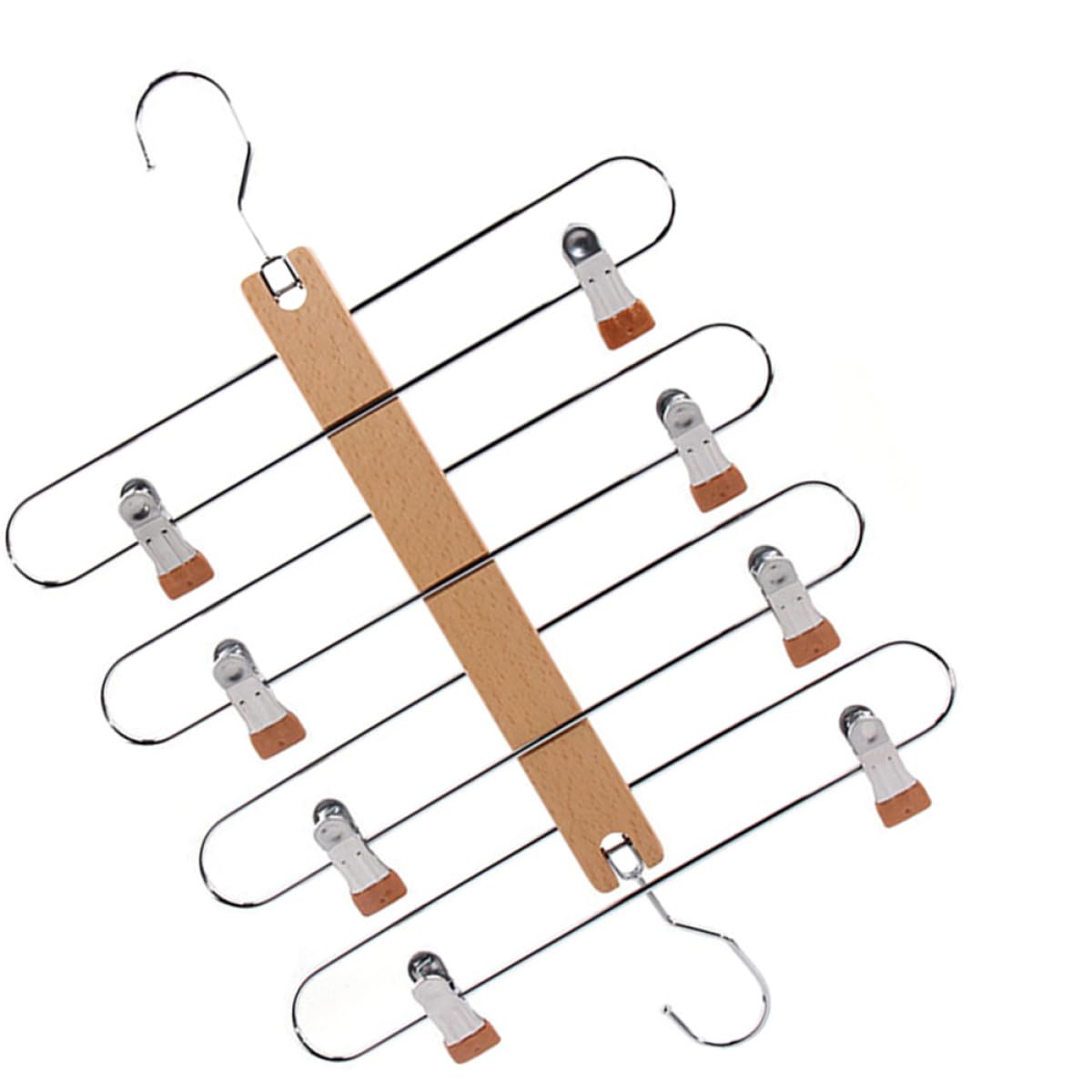 TOYANDONA Gruccia per Gonne con Clip in Legno Massello Telescopica Pieghevole, Supporto Multifunzionale per Guardaroba, Organizzatore Salvaspazio per Armadio