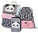 Produktbild Baagl Schulranzen Mädchen Set 3 Teilig - Zippy Schultasche für 1. Klasse - Grundschule Ranzen Tornister mit Brustgurt - Ergonomischer Schulrucksack (Panda Neu)