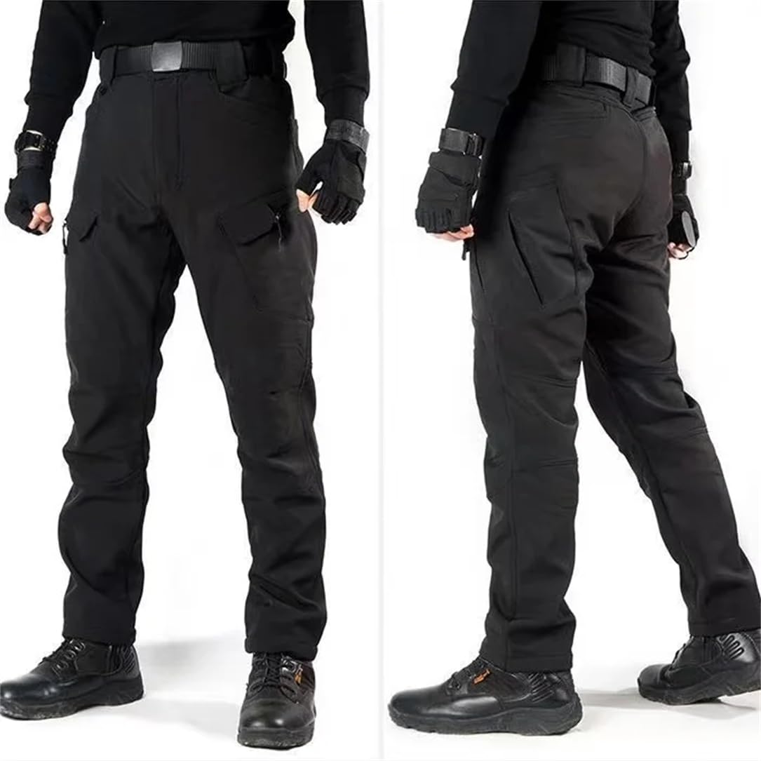 Adhdyuud Wasserdichte Herren-Outdoor-Anzüge, taktische Kapuzenjacke, Fleece, warme Hose, mehrere Taschen, Thermo-Sets