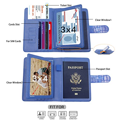 Image of Melsbrinna Rfid Passport Holder for Travel women /Men, Cute Passport Wallet Rfid Blocking Card Slots, Rfid Passport Cover /CaseTravel Wallet, Passport Book Holder, Blue3, Cute