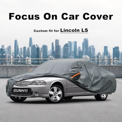 Image of GUNHYI Premium Car Cover Custom Fit Lincoln LS, 16 Layers Heavy Duty Car Cover Waterproof All Weather with Zipper Door for Sun Rain Snow Dust Uv Protection