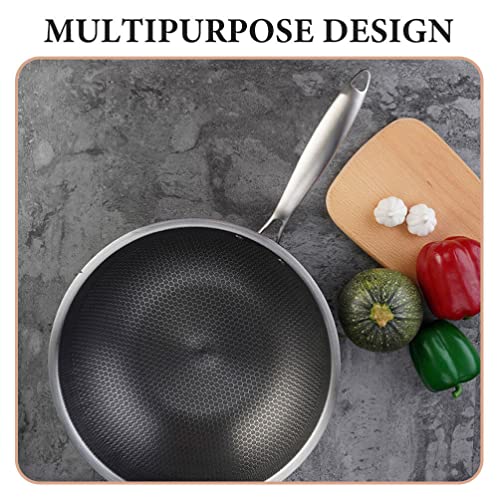 Wok antiadherente de acero inoxidable con textura panal miniatura 4