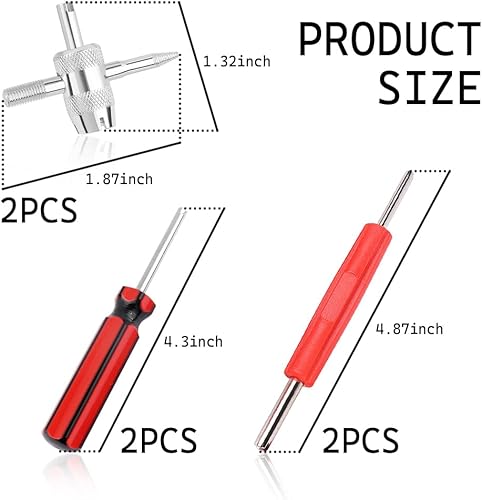 Miniatura 2 de Kit de herramientas de extracción de núcleo de válvula de 6 piezas, incluye removedor de núcleo de válvula de neumático de 4 vías resistente y