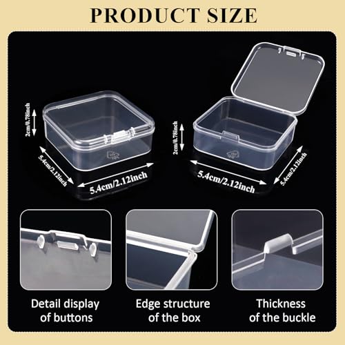 Image of 24 Pieces Transparent Plastic Jewerly Display Cases, Small Organizer Box for Bead, Crafts, Ear Plugs, Eye Lash, Perler (2.12 x 2.12 x 0.78 Inch)