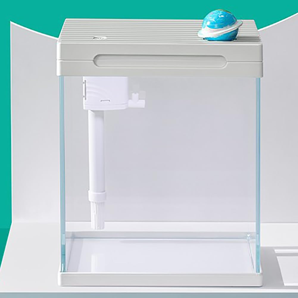 Kit De Acuario De Vidrio HD 4K, Juego De Peces Betta De 24L (6.34 Galones), Acuario Ultra Transparente, Tanque De Pescado Pequeño De Escritorio para Pescado De Oro/Pescado Betta,Blanco