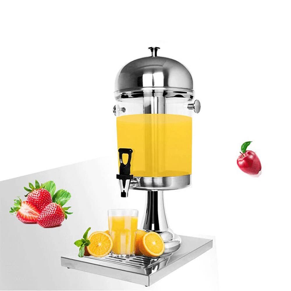 2.2 Gallon Cold Beverage Dispenser With Ice Container, 8L Stainless Steel Drink Dispenser Machine with Stand and Spigot for Hot Tea, Coffee, Cold Milk, Water, Juice, Beer