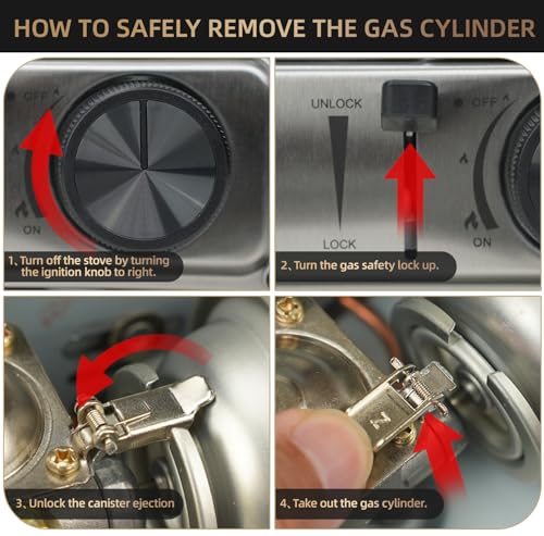 1-Burner Butane Camping Stove with Windblocker,10000 BTU Portable Camp Gas Stove for Outdoor Cooking,Camping,Tailgating, Stainless Steel Single Burner with Carry Case - Image 6