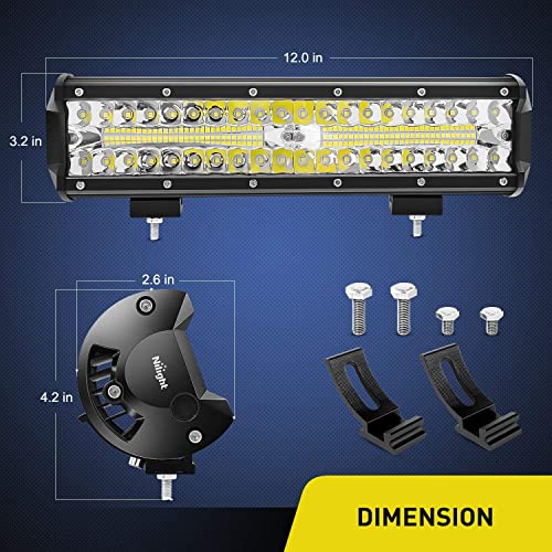 image for Nilight 12Inch 300W Triple Row Flood Spot Combo 30000LM Driving Boat L