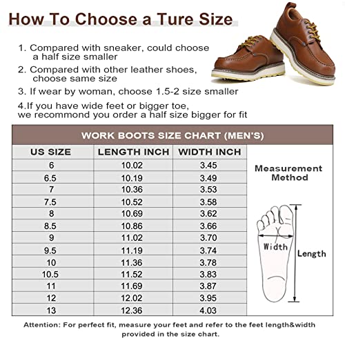 Handpoint Men's Slip Resistant Durable Fashion Breathable Soft Toe Work Shoes 82994D(9) Brown #TOP3