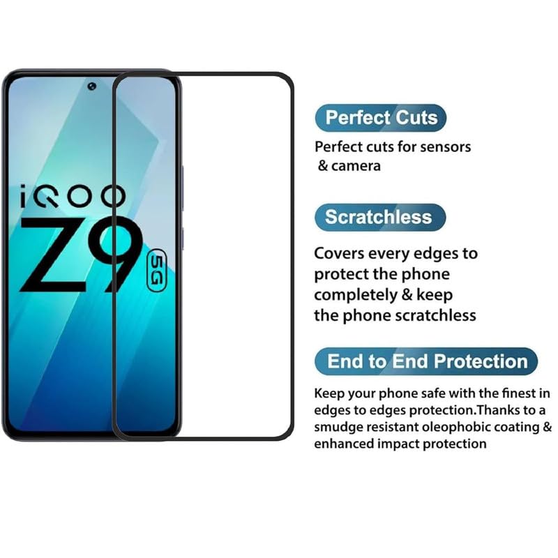 Image of Tempered Glass Screen Protector For Iqoo Z9 5G Smartphone With Easy Installation Kit