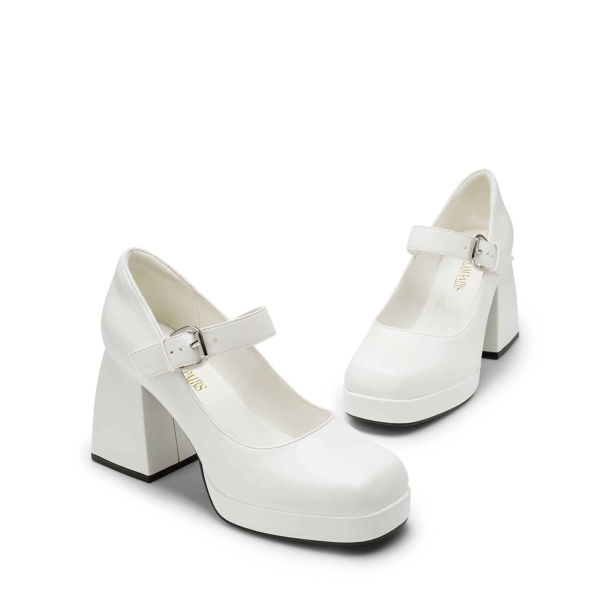 DREAM PAIRS Damen Mary Janes Pumps mit Blockabsatz, Plateau, Kleider, Brautschuhe Party
