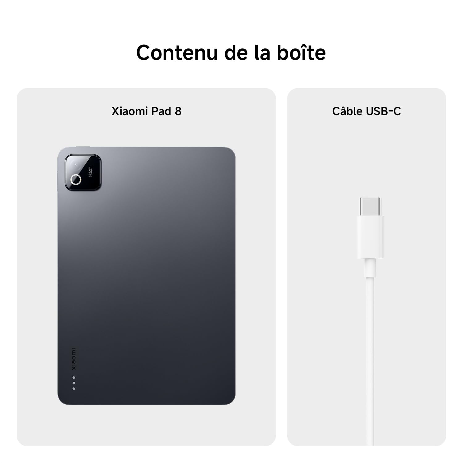 XIAOMI Pad 8 Tablette 11.2'' 8＋128 Go Snapdragon® 8s Gen 4 - Gris | Écran 3,2K 144Hz clair, batterie 9200mAh(typ) durable, HyperAI, 3 ans de garantie, chargeur non fourni